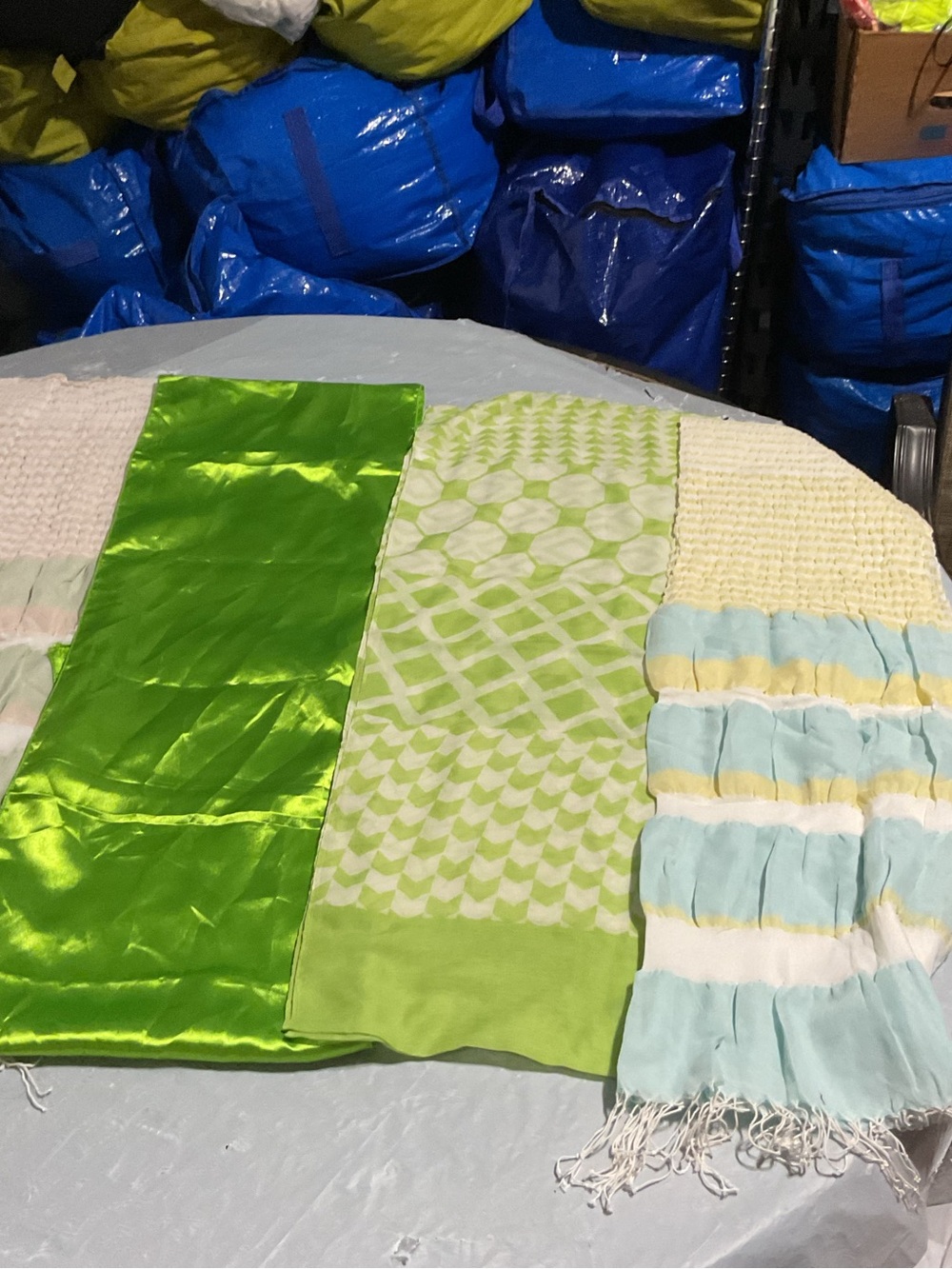 Set of four Lightweight Scarves in Lime, Chartreuse & Mint